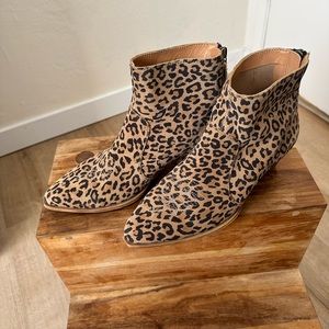 Women’s Klanton Leopard Print Western Ankle Boot 7.5 | Leather: Brown Tan Black